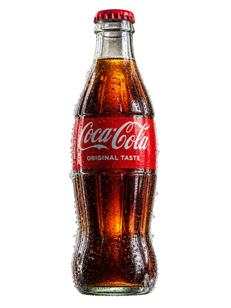 Frosted contour glass bottle of Coca-Cola